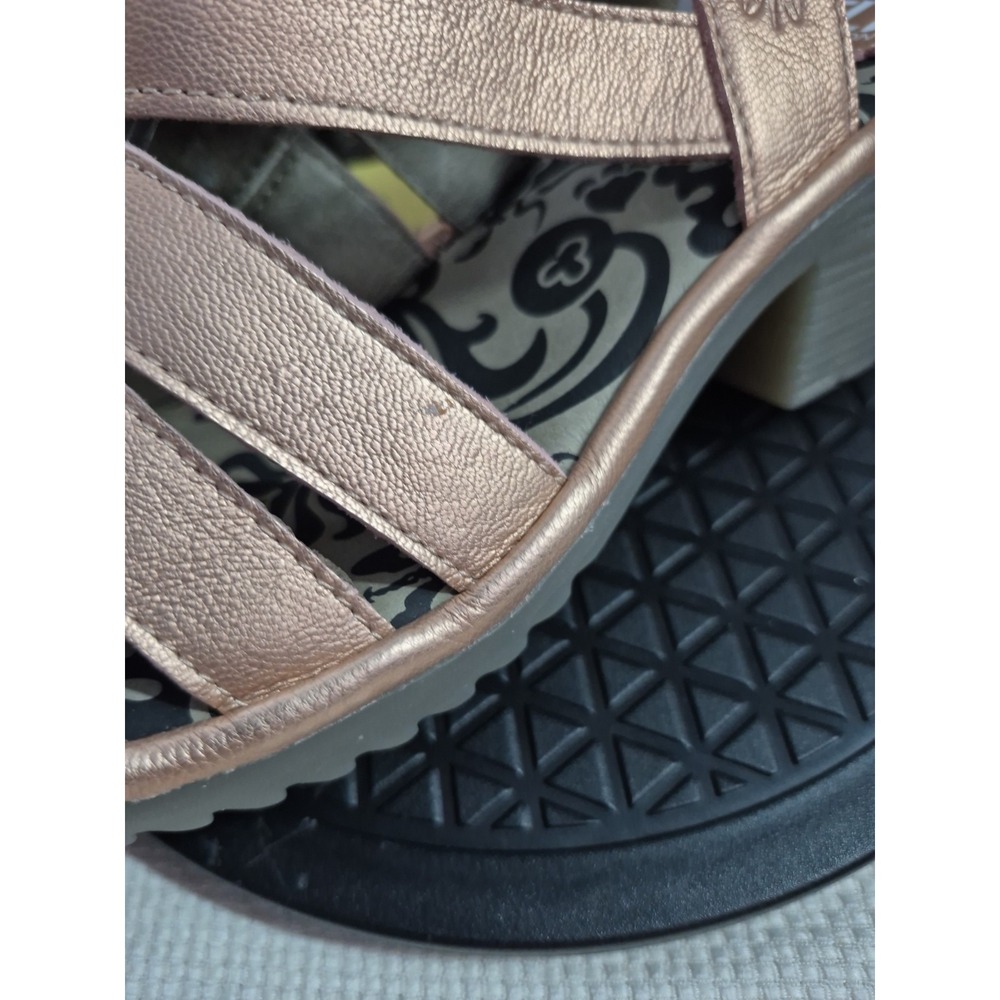 FLY London Leather Multi-Strap Heeled Sandals Woze Blush Gold EU 39 US 8.5 NEW - Picture 8 of 13